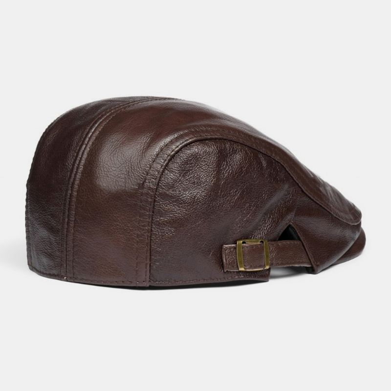 Mænd Ægte Læder Solid Klassisk Casual Forward Hat Baret Hat