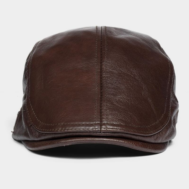 Mænd Ægte Læder Solid Klassisk Casual Forward Hat Baret Hat