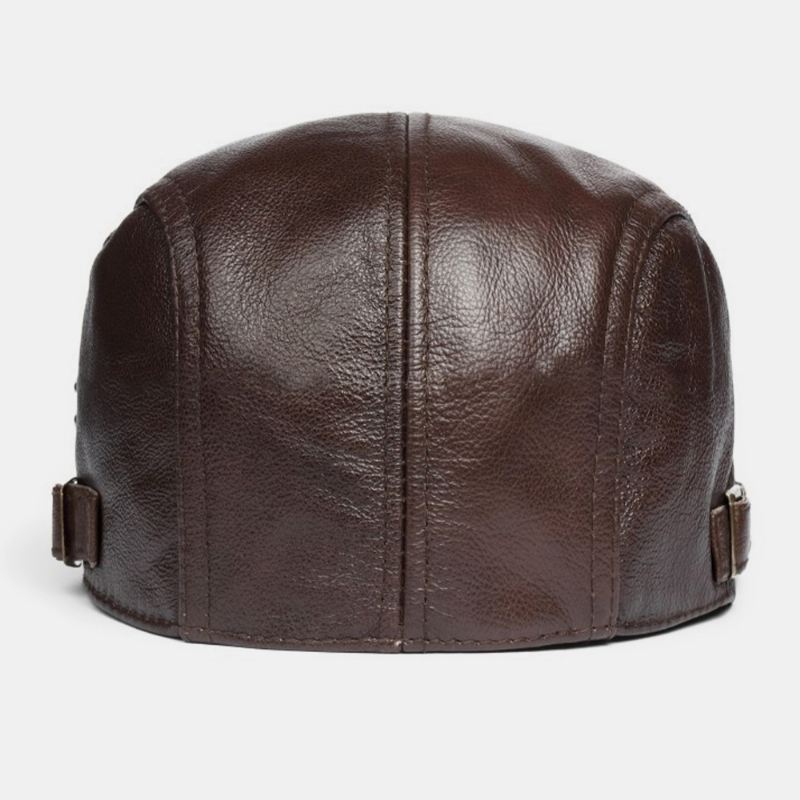 Mænd Ægte Læder Solid Klassisk Casual Forward Hat Baret Hat