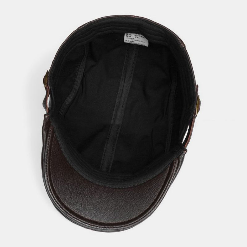 Mænd Ægte Læder Solid Klassisk Casual Forward Hat Baret Hat