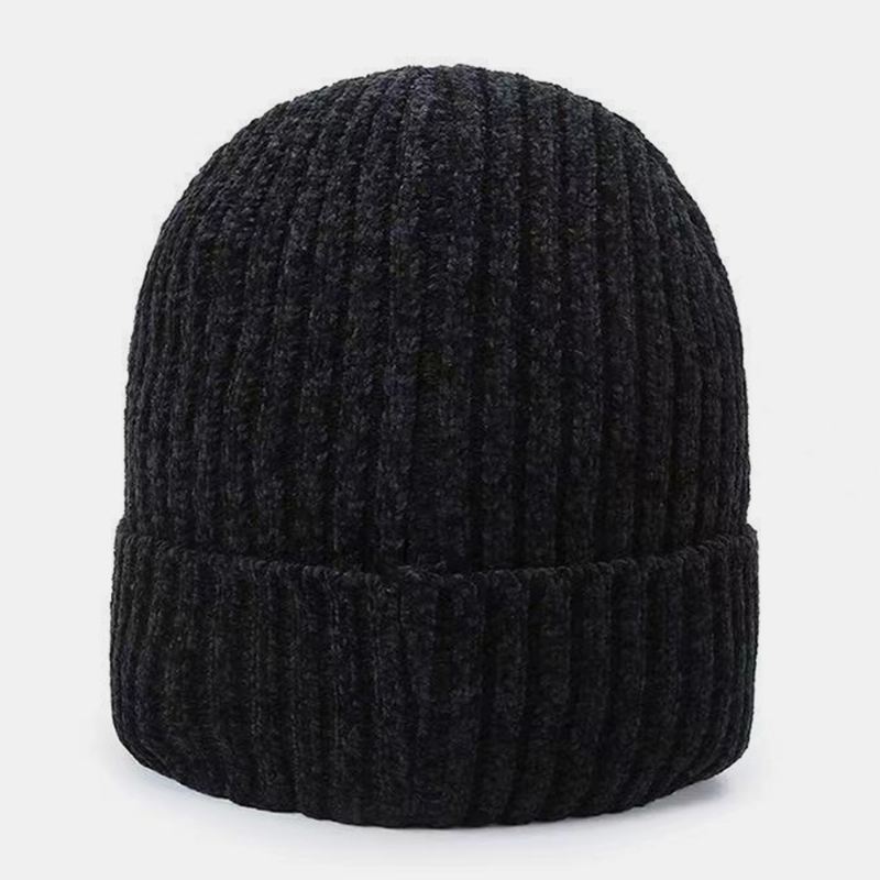 Mænd Bogstavmønster Efterår Vinter Ørebeskyttelse Cool Protection Strikket Hue Elastic Thicken Plus Velvet Warm Hat Beanie Hat