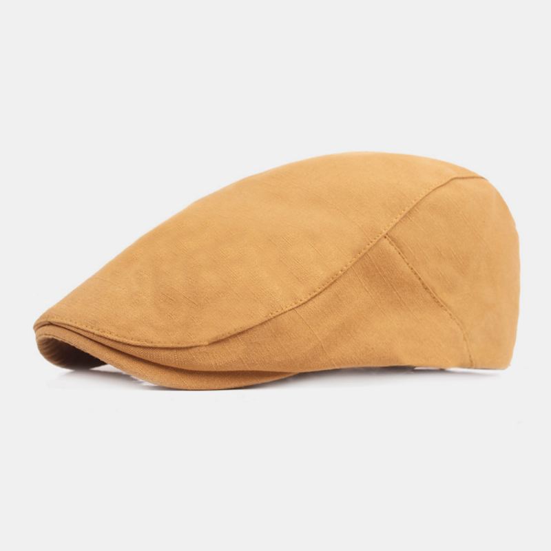 Mænd Bomuld Baret Cap Ensfarve Justerbar Casual Retro Solskærm Forward Cap Flad Hat