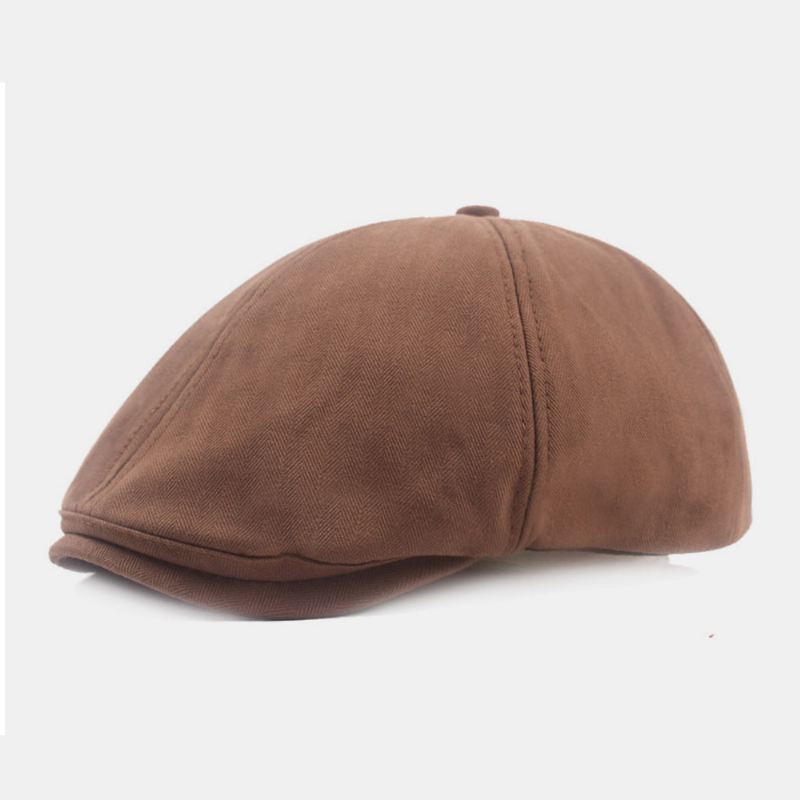 Mænd Bomuld Baret Cap Ensfarvet Retro Justerbar Newsboy Hat Maler Hat Octagonal Hat