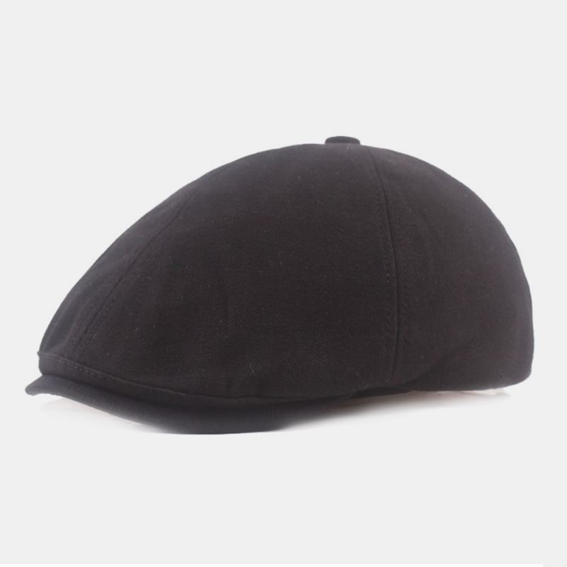 Mænd Bomuld Baret Cap Ensfarvet Retro Justerbar Newsboy Hat Maler Hat Octagonal Hat