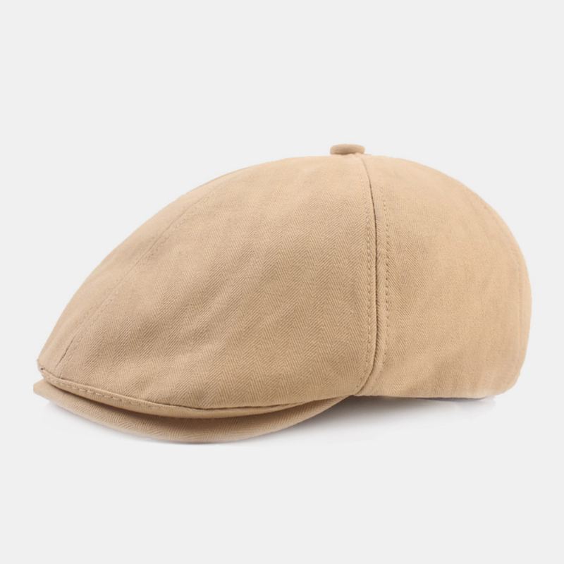 Mænd Bomuld Baret Cap Ensfarvet Retro Justerbar Newsboy Hat Maler Hat Octagonal Hat