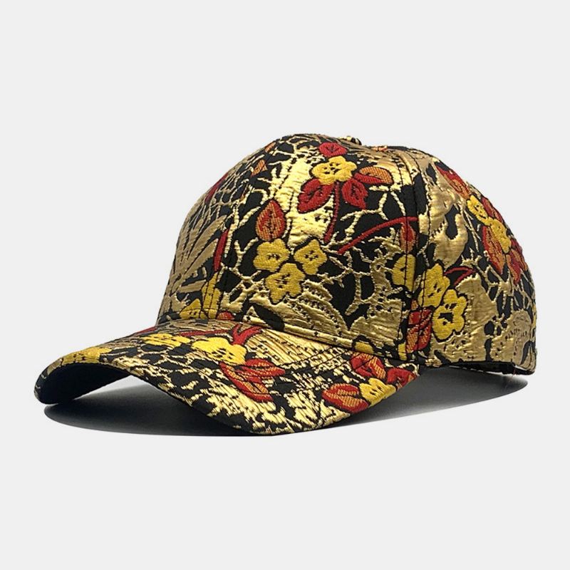 Mænd Bomuld Blomster Overlay Mønster Farverige Casual Gold-line Solskærm Baseball Hat