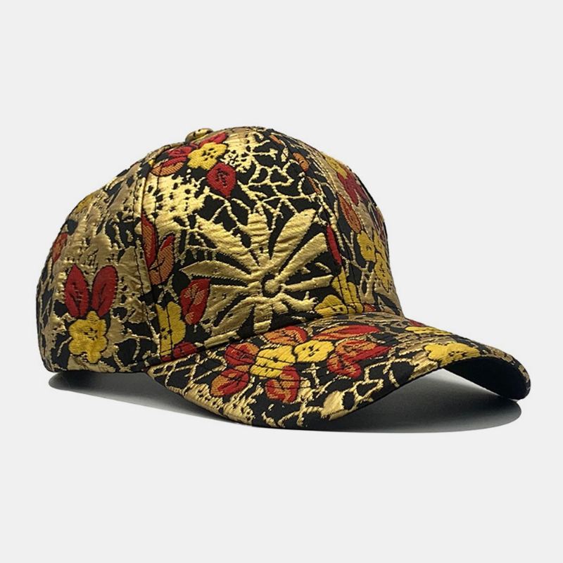 Mænd Bomuld Blomster Overlay Mønster Farverige Casual Gold-line Solskærm Baseball Hat