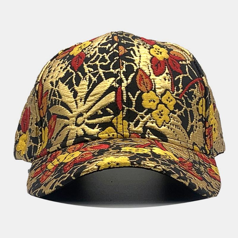 Mænd Bomuld Blomster Overlay Mønster Farverige Casual Gold-line Solskærm Baseball Hat