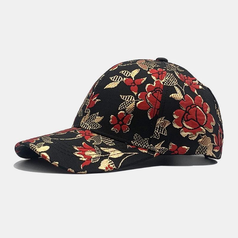 Mænd Bomuld Blomster Overlay Mønster Farverige Casual Gold-line Solskærm Baseball Hat