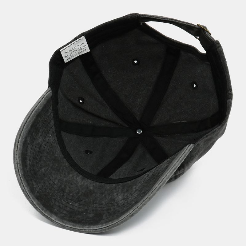 Mænd Bomuld Brev Broderi Baseball Cap Vasket Bred Skygge Justerbar Sol Hat