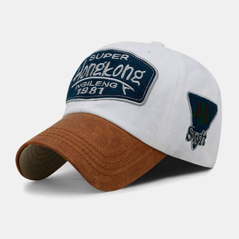 Mænd Bomuld Brev Broderi Patch Monteret Kasket Udendørs Casual Solcreme Solskærm Baseball Cap