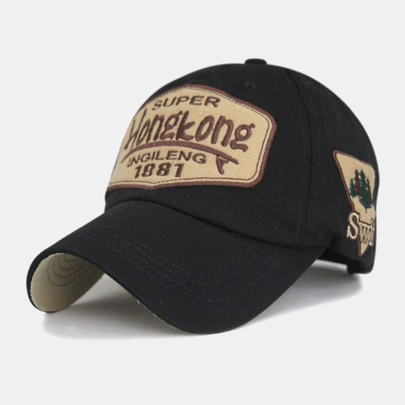 Mænd Bomuld Brev Broderi Patch Monteret Kasket Udendørs Casual Solcreme Solskærm Baseball Cap