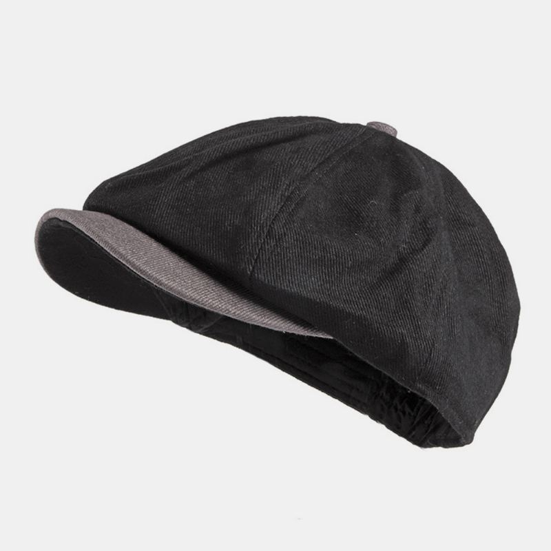 Mænd Bomuld Britisk Stil Gadetrend Kontrastfarve Outdoot Solvisor Forward Hat Baret Hat Octagonal Hat