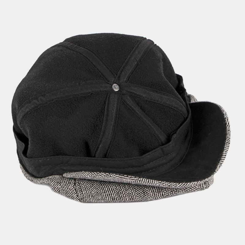 Mænd Bomuld Britisk Stil Street Trend Stribemønster Outdoot Retro Forward Hat Baskerhat Octagonal Hat