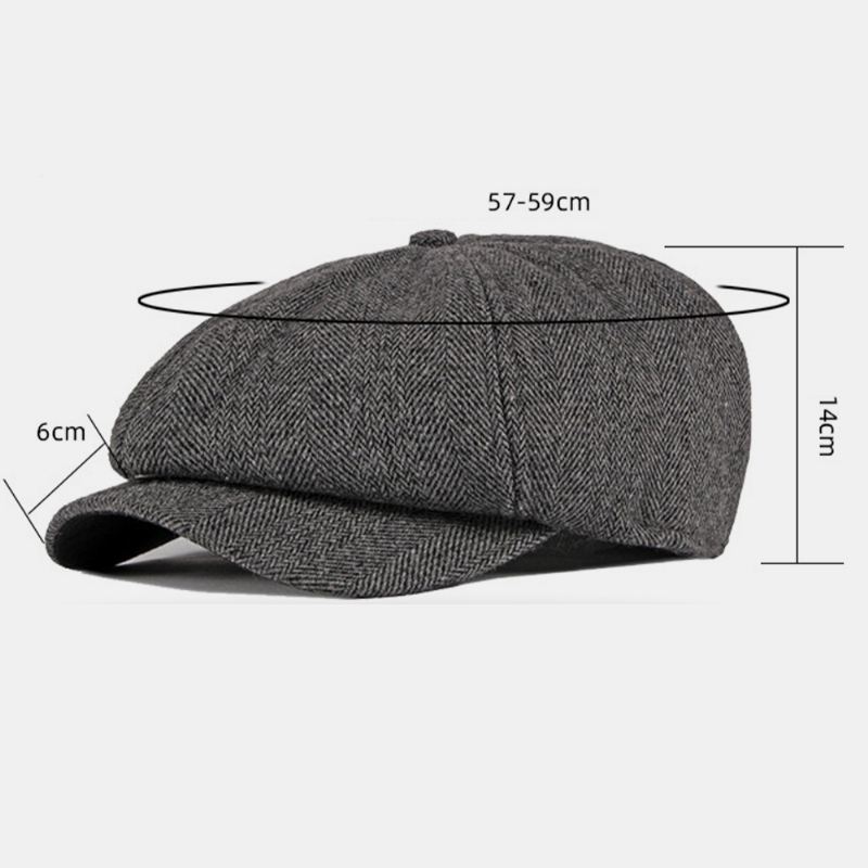 Mænd Bomuld Britisk Stil Street Trend Stribemønster Outdoot Retro Forward Hat Baskerhat Octagonal Hat