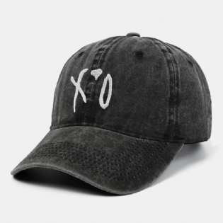 Mænd Bomuld Letter Xo Broderi Twill Kasket Udendørs Casual Vild Justerbar Solcreme Baseball Cap