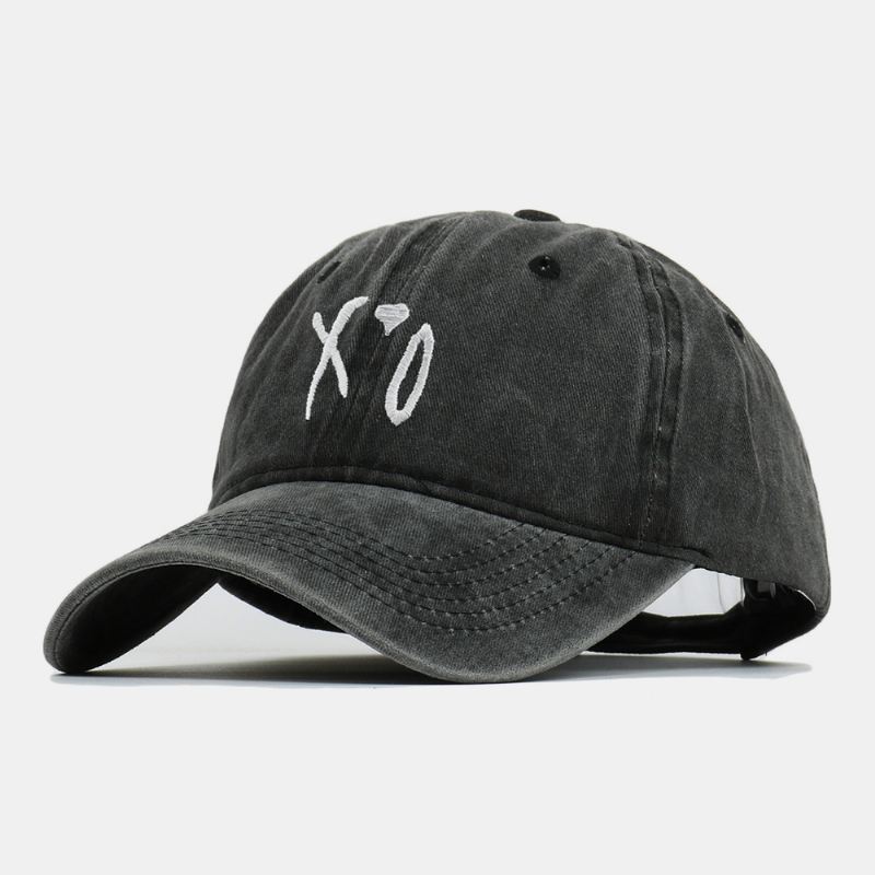 Mænd Bomuld Letter Xo Broderi Twill Kasket Udendørs Casual Vild Justerbar Solcreme Baseball Cap