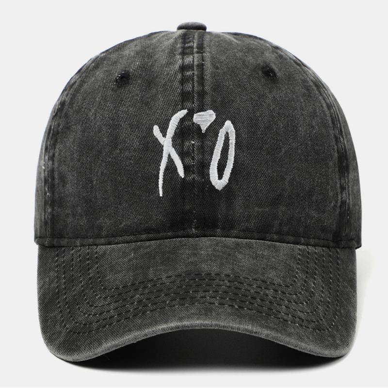 Mænd Bomuld Letter Xo Broderi Twill Kasket Udendørs Casual Vild Justerbar Solcreme Baseball Cap