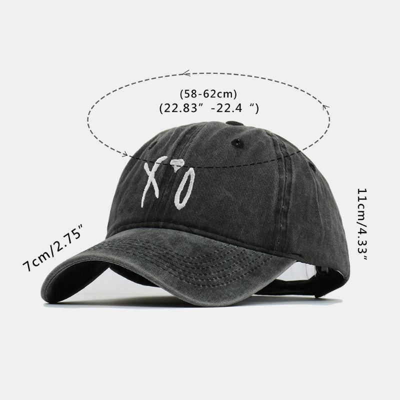 Mænd Bomuld Letter Xo Broderi Twill Kasket Udendørs Casual Vild Justerbar Solcreme Baseball Cap