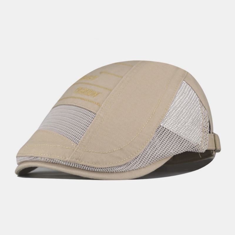 Mænd Bomuld Mesh Åndbar Casual Retro Solskærm Baseret Cap Flad Hat Frem Hat