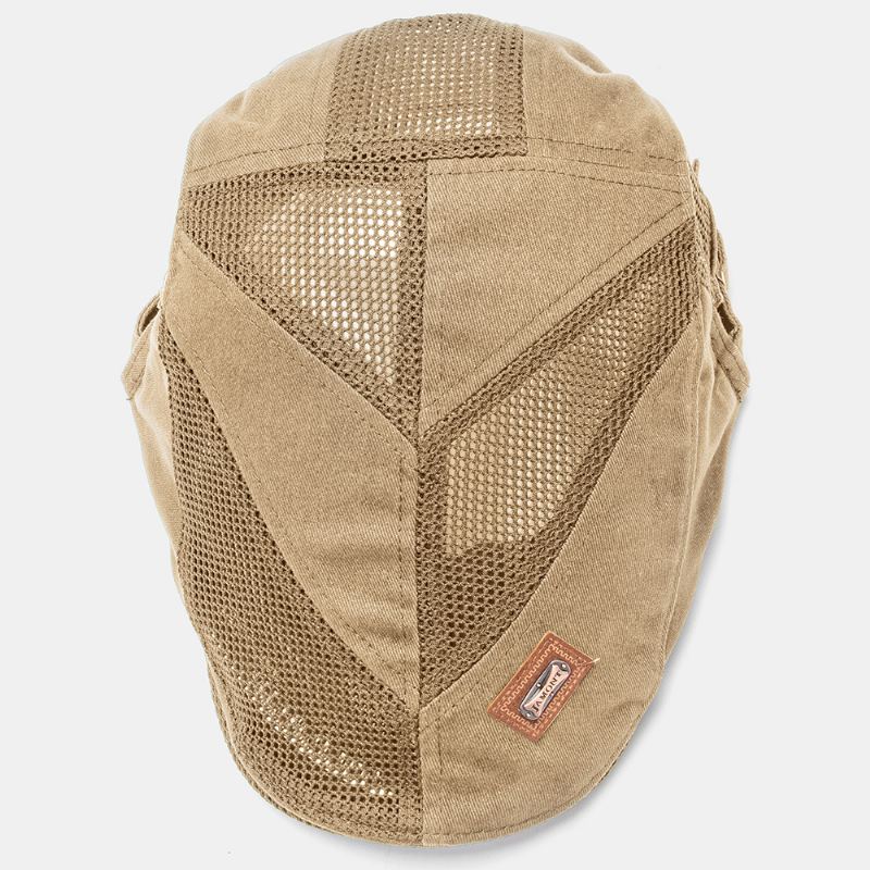 Mænd Bomuld Metal Badge Mesh Åndbar Casual Udendørs Solskærm Frem Hat Flad Hat Baret Cap