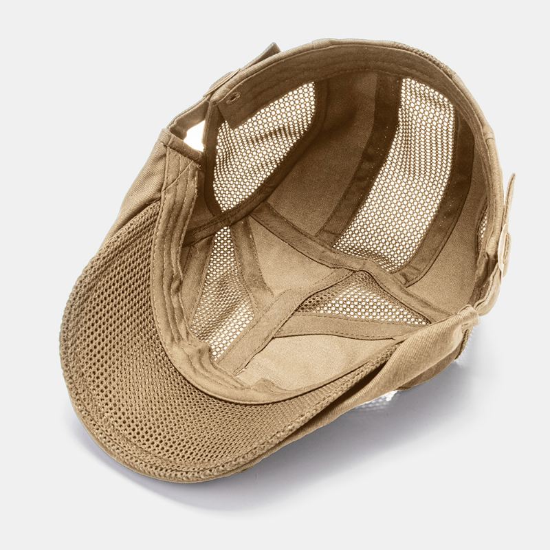 Mænd Bomuld Metal Badge Mesh Åndbar Casual Udendørs Solskærm Frem Hat Flad Hat Baret Cap