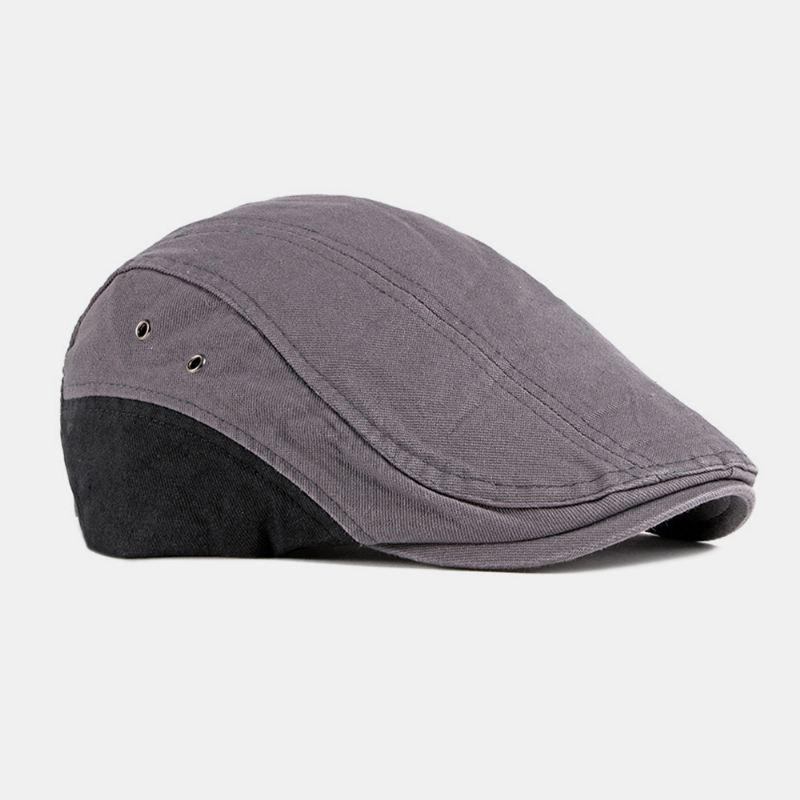 Mænd Bomuld Patchwork Farve Britisk Stil Udendørs Casual All-match Sunvisor Forward Hat Beret Hat