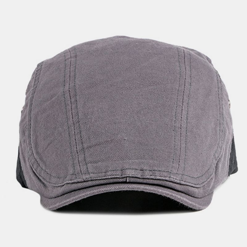 Mænd Bomuld Patchwork Farve Britisk Stil Udendørs Casual All-match Sunvisor Forward Hat Beret Hat