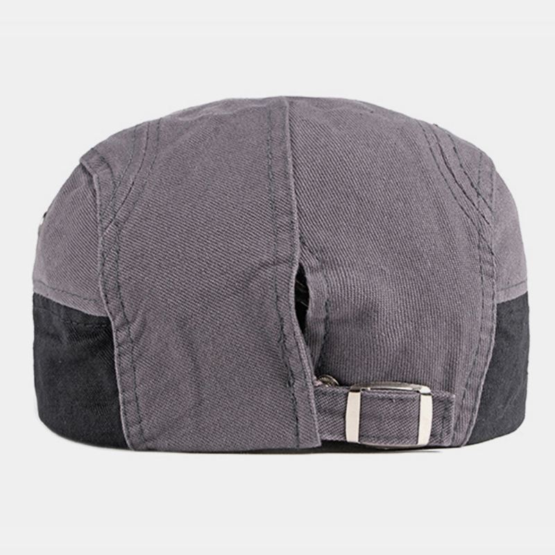 Mænd Bomuld Patchwork Farve Britisk Stil Udendørs Casual All-match Sunvisor Forward Hat Beret Hat