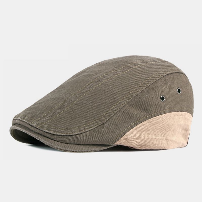 Mænd Bomuld Patchwork Farve Britisk Stil Udendørs Casual All-match Sunvisor Forward Hat Beret Hat