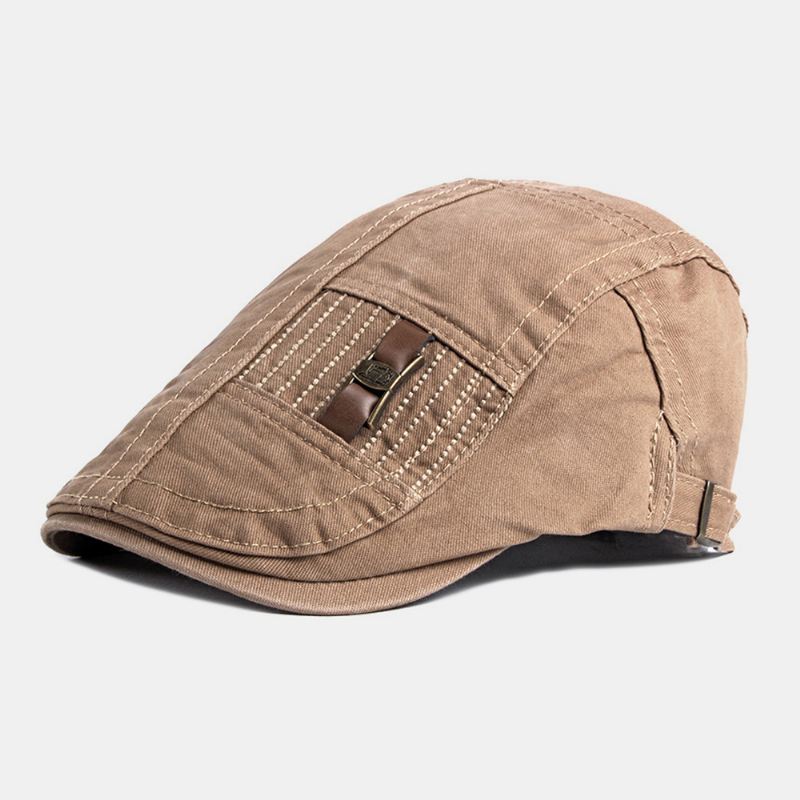 Mænd Bomuld Short Rim Justerbar Britisk Retro Forward Hat Baret Cap