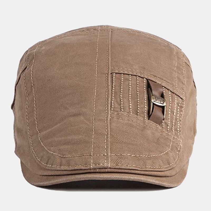 Mænd Bomuld Short Rim Justerbar Britisk Retro Forward Hat Baret Cap