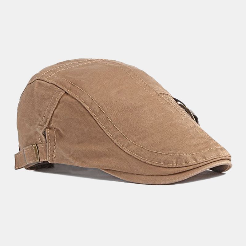 Mænd Bomuld Short Rim Justerbar Britisk Retro Forward Hat Baret Cap