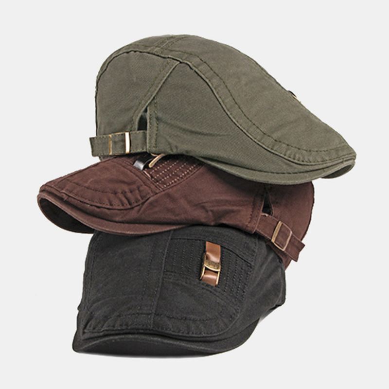 Mænd Bomuld Short Rim Justerbar Britisk Retro Forward Hat Baret Cap