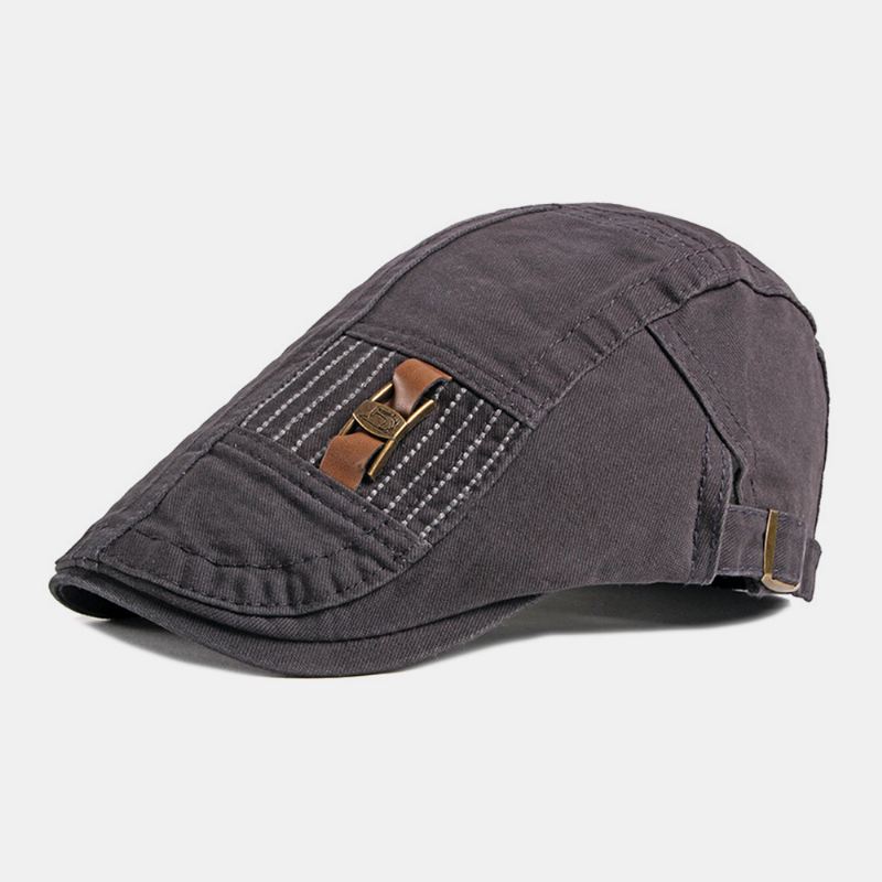 Mænd Bomuld Short Rim Justerbar Britisk Retro Forward Hat Baret Cap