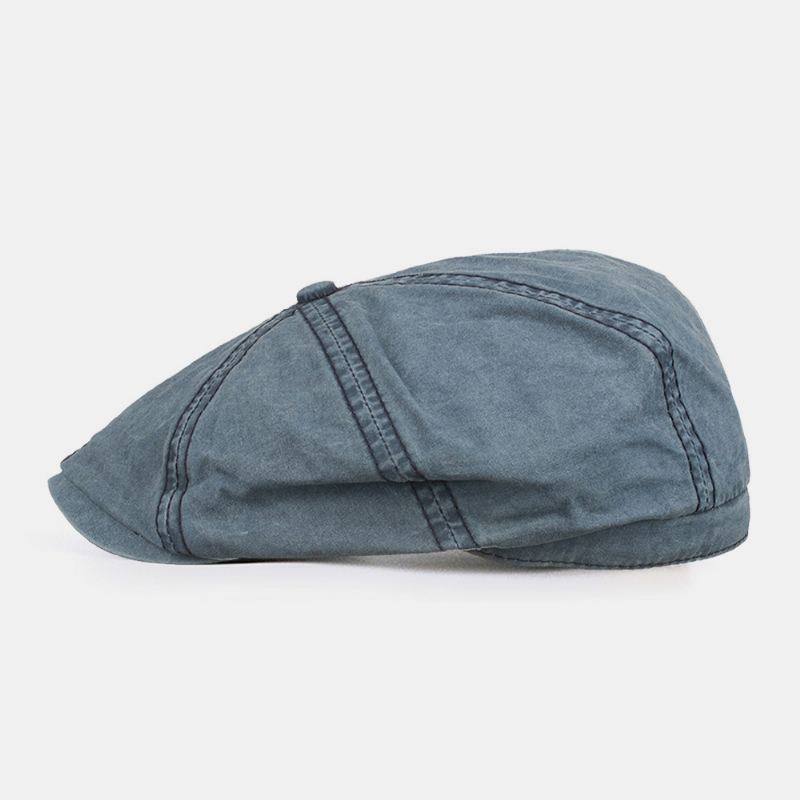 Mænd Bomuld Vasket Ensfarvede Casual Mode Ottekantet Hat Newsboy Hat Baret Hat