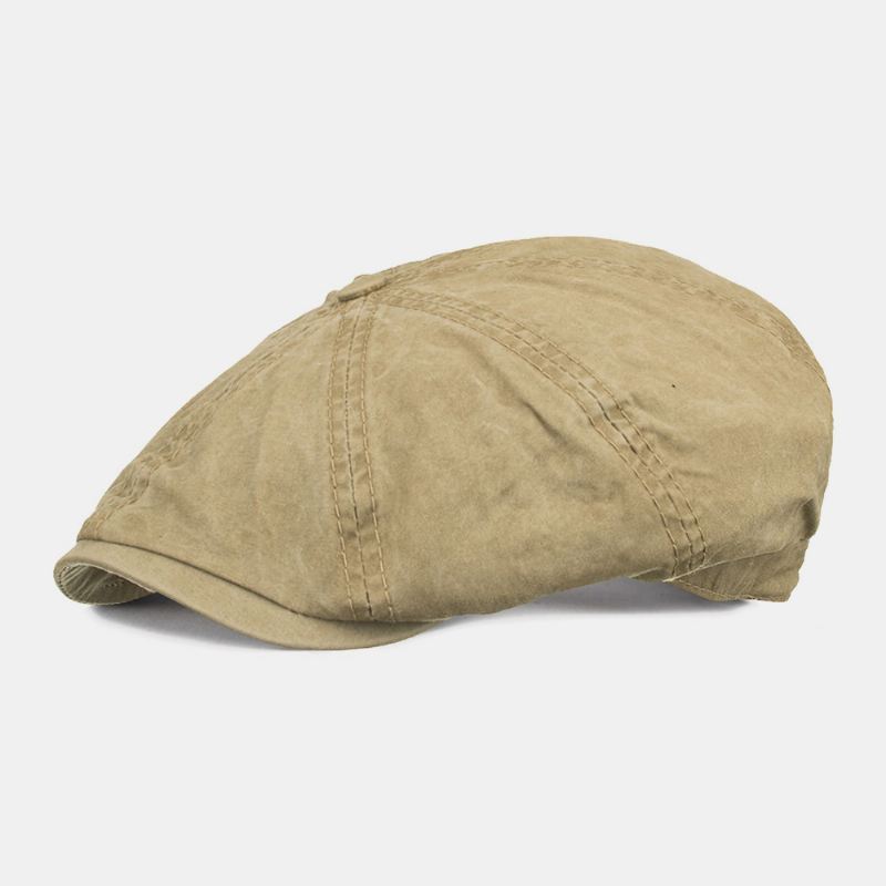 Mænd Bomuld Vasket Ensfarvede Casual Mode Ottekantet Hat Newsboy Hat Baret Hat