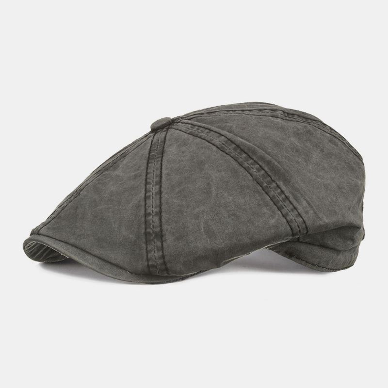 Mænd Bomuld Vasket Ensfarvede Casual Mode Ottekantet Hat Newsboy Hat Baret Hat