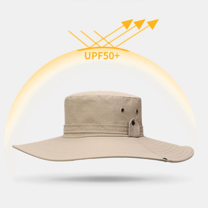 Mænd Bred Skygge 12 cm Udendørs Fiskeri Klatring Uv-beskyttelse Solsejl Slidbestandig Åndbar Bucket Hat