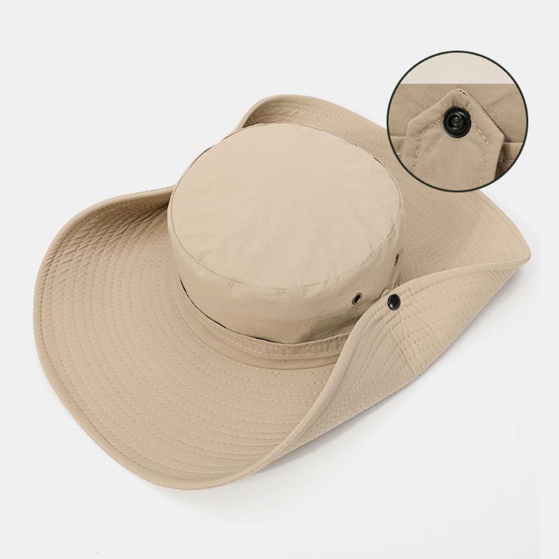 Mænd Bred Skygge 12 cm Udendørs Fiskeri Klatring Uv-beskyttelse Solsejl Slidbestandig Åndbar Bucket Hat