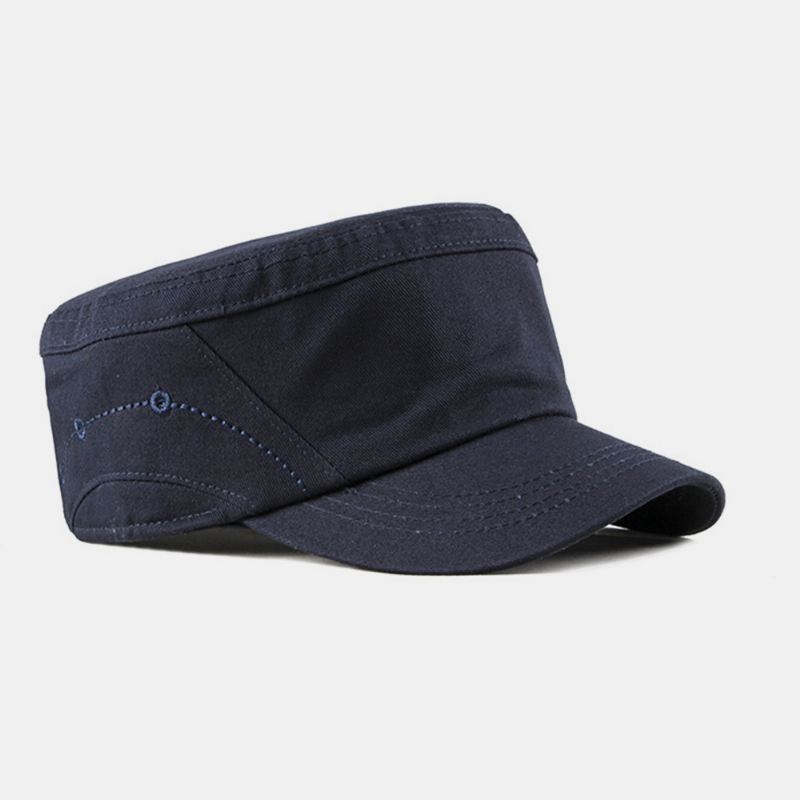 Mænd Bred Skygge Brev Metal Label Flad Cap Casual Udendørs Solskærm Militær Cap Peaked Cap