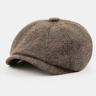 Mænd Britisk Stil Retro Elastisk Afslappet Gittermønster Maler Newsboy Hat Baret Hat Ottekantet Hat