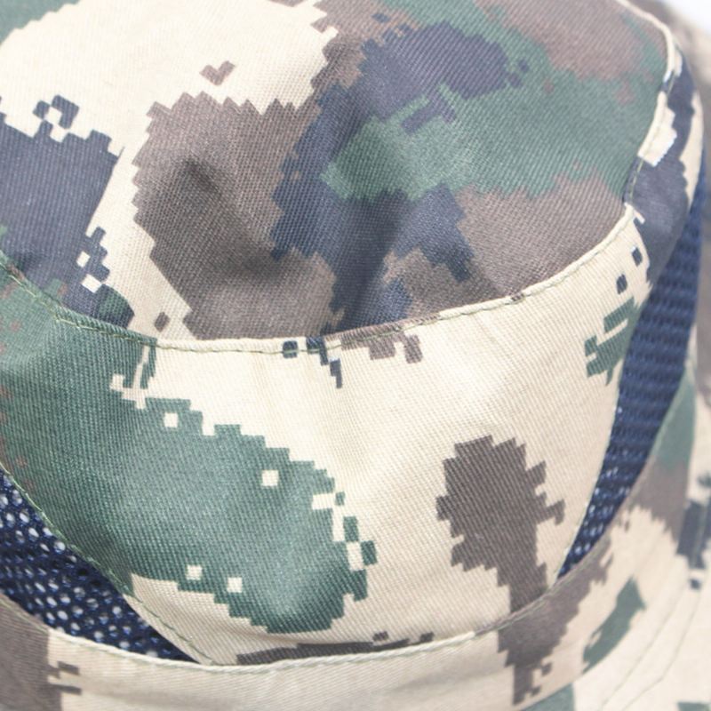 Mænd Camouflage Mesh Åndbar Big Rim Udendørs Fiskeri Klatring Sunshade Bucket Hat