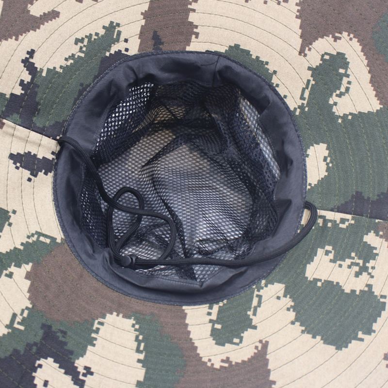 Mænd Camouflage Mesh Åndbar Big Rim Udendørs Fiskeri Klatring Sunshade Bucket Hat