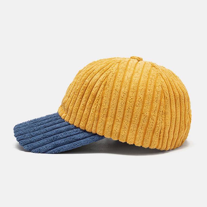 Mænd Corduroy Kontrast Farve Casual Ungdom Personlighed Solvisor Curve Rim Baseball Hat