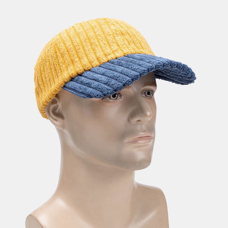 Mænd Corduroy Kontrast Farve Casual Ungdom Personlighed Solvisor Curve Rim Baseball Hat