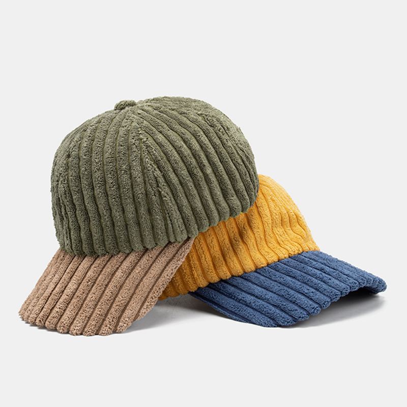 Mænd Corduroy Kontrast Farve Casual Ungdom Personlighed Solvisor Curve Rim Baseball Hat