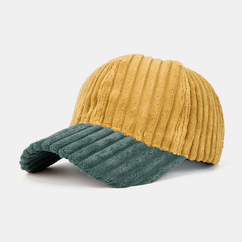 Mænd Corduroy Kontrast Farve Casual Ungdom Personlighed Solvisor Curve Rim Baseball Hat