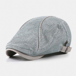 Mænd Dacron Solid Color Mesh Åndbar Solcreme Baret Flad Kasket