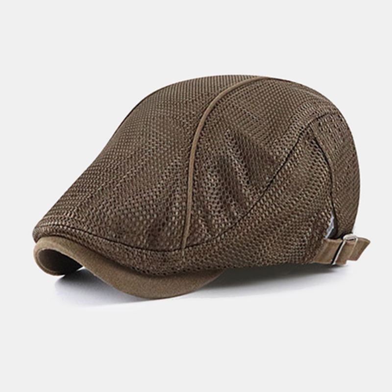 Mænd Dacron Solid Color Mesh Åndbar Solcreme Baret Flad Kasket